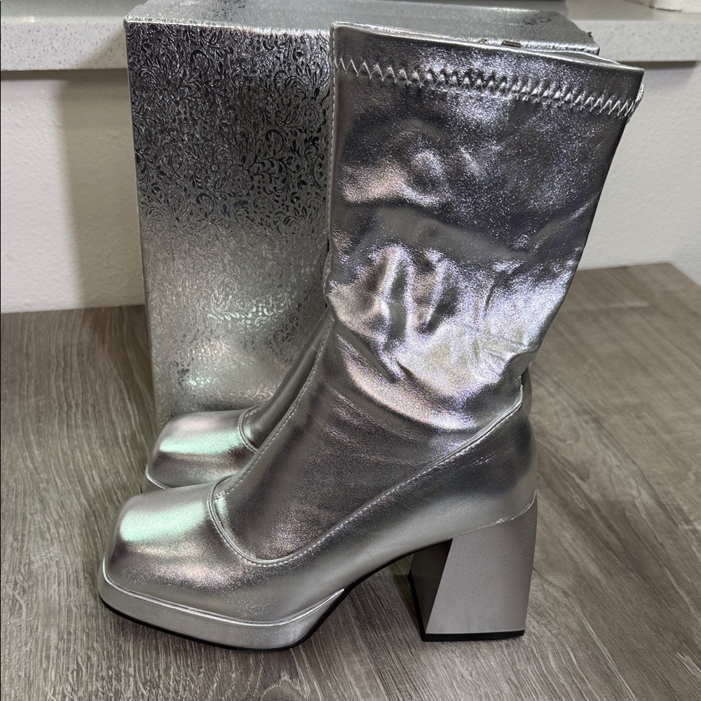 Elegant Silver Heeled Boots